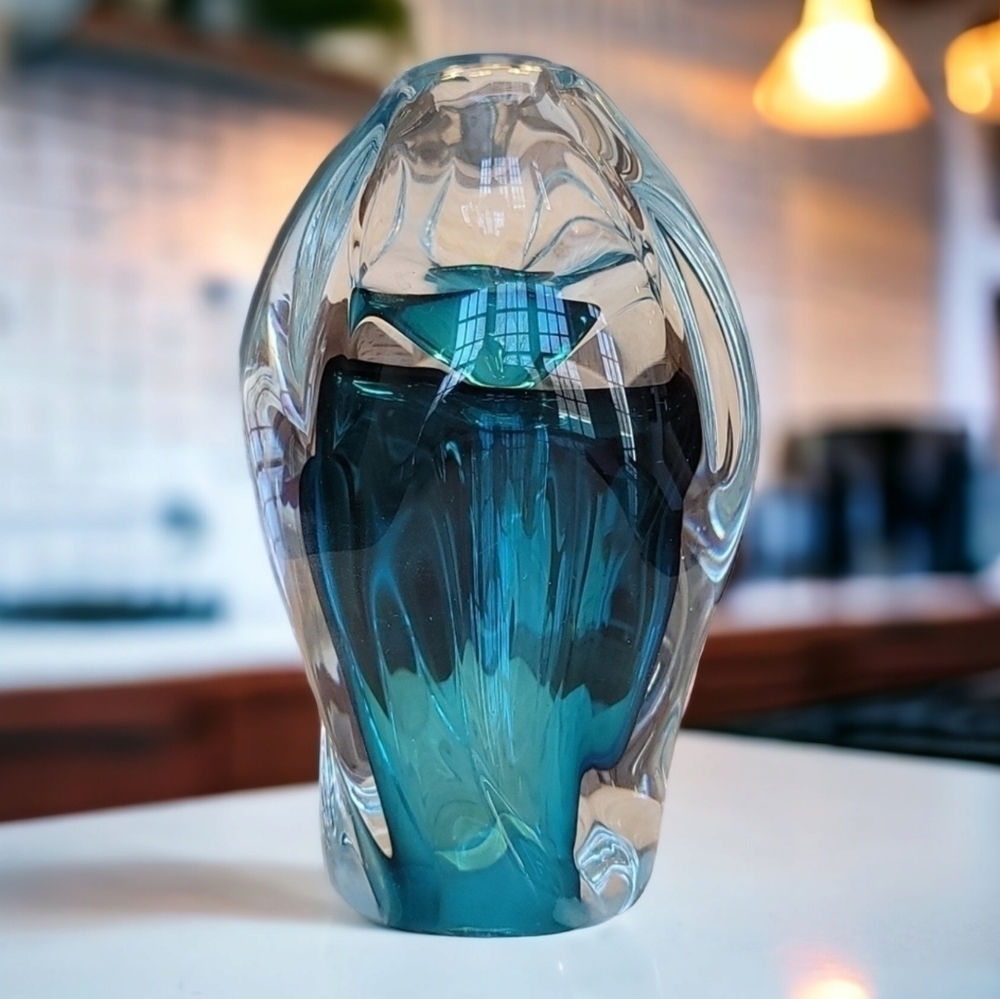 SkLO Pacific Life Lava Object Hand Blown Art Glass Czech Republic 6.5" Height